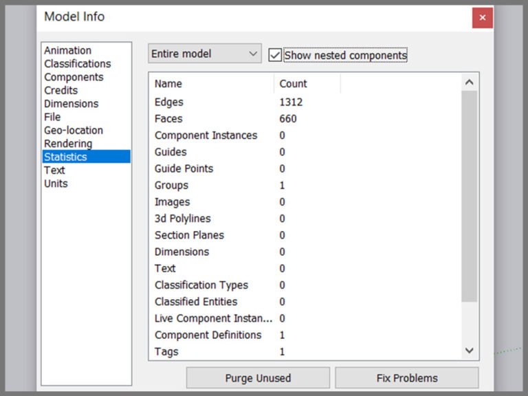 Model Infor Statistics Sketchupguru