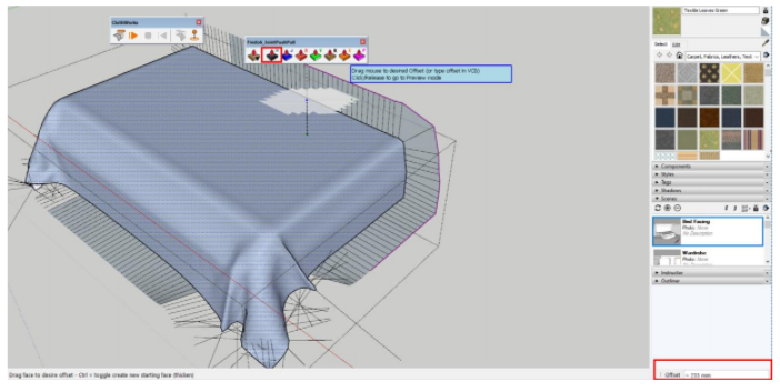 Creating a blanket | Clothworks_ Push and Pull Plugin | SketchUp