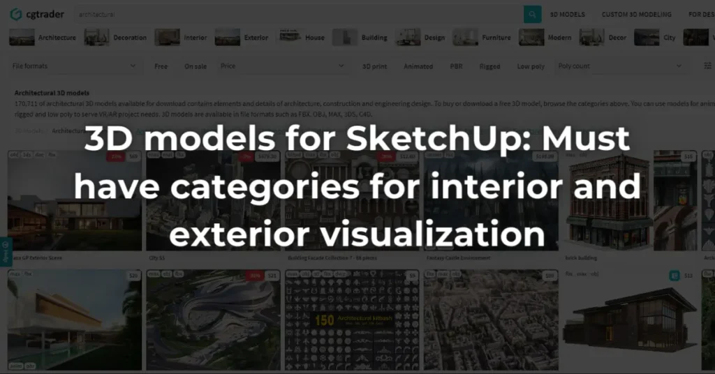 3D models for SketchUp: Must have categories for interior and exterior visualization